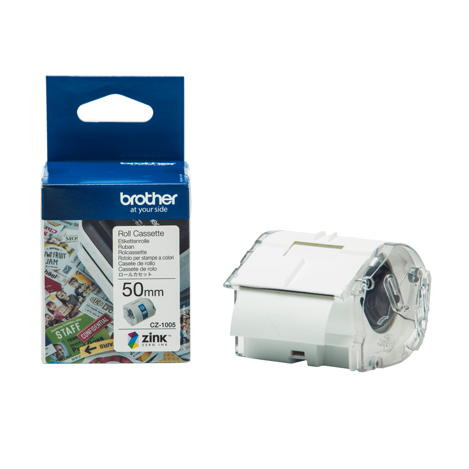 Genuine Brother CZ-1005 full colour continuous label roll, 50mm wide